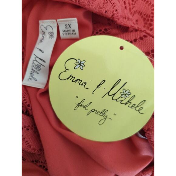 Emma & Michele Red Lace Halter Blouson Maxi Dress Size 2X Coastal Party NWT - Picture 11 of 11